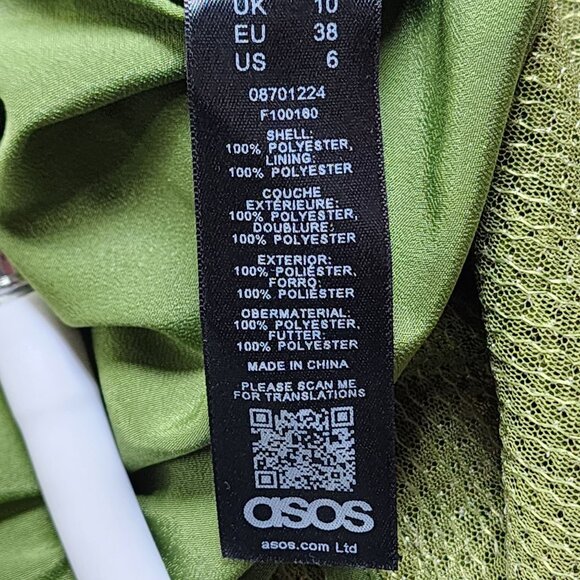 ASOS Design Womens Size 6 Tall Green Sequin Mini Dress V Neck Draped - Picture 2 of 12